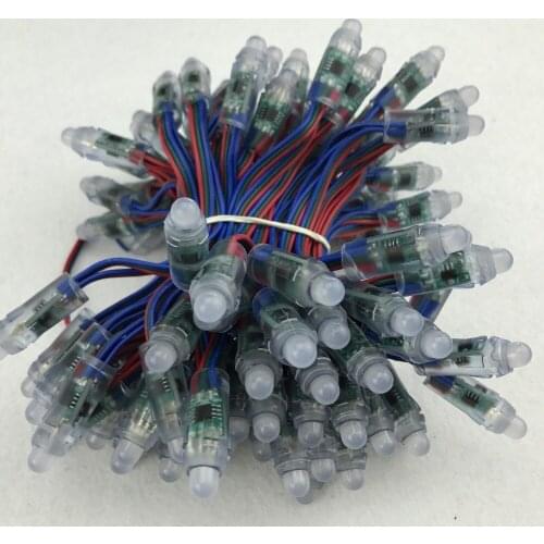 100pcs DC12V 12mm WS2811 led smart pixel node,with all color wire(20AWG),IP68 rated; 4 inches(10cm) wire spacing
