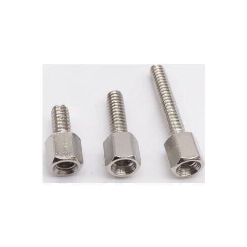 100Pcs VGA Connector Screws Brass Standoff Spacer Silver 4#-40*5+L Length(L)=5~16mm