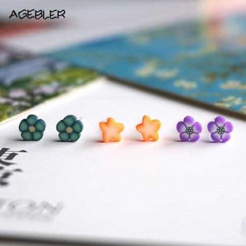 2017 Cheap Earings Fashion Jewelry Women Stud Earrings Set Purple Flower Orange Star Girl Gift Pendientes Cartoon P09