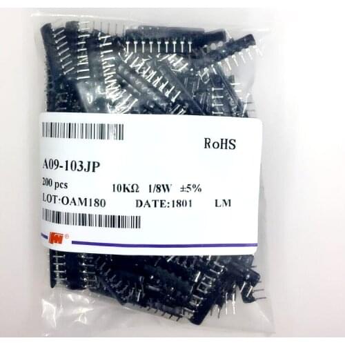 50pcs A09-103 SIP-9 A 103G 103 10K Ohm 8 Commoned Resistor Network Array 9 PIN