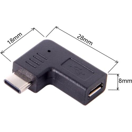 90 Degree Angled USB-C USB 3.1 Type-C Elbow Male to Micro USB 2.0 5Pin Female Data charging Adapter connector for cellphone