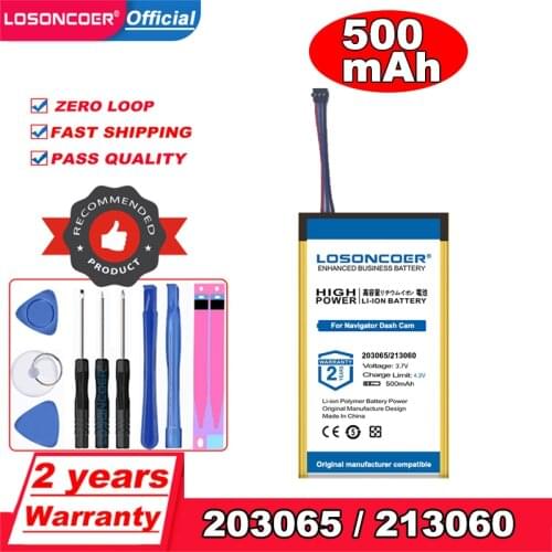 LOSONCOER Battery 500mAh Polymer Lithium 203065 213060 Navigator Dash Cam with Protection Board For Tablet PC