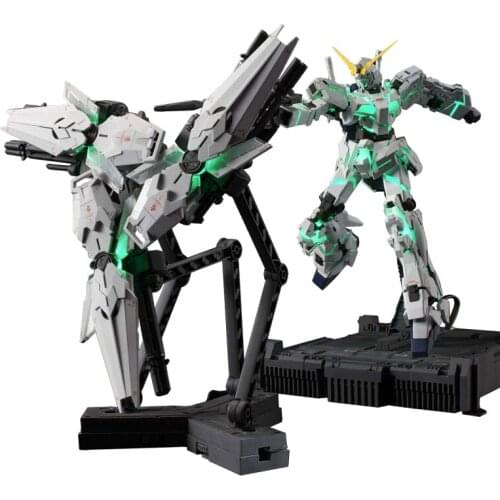 BANDAI MGEX 1/100 Unicorn Gundam Ver.Ka Card Version Glowing Three Shields Awakening Green Assembled Model Anime Toys