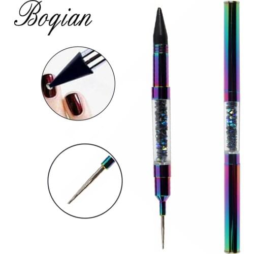 BQAN1PC Dazzling Wax Steel Double Matel Handle Nail Dotting Remover Pen Beads Accessories Adhesive Pick Up Decoration Remove