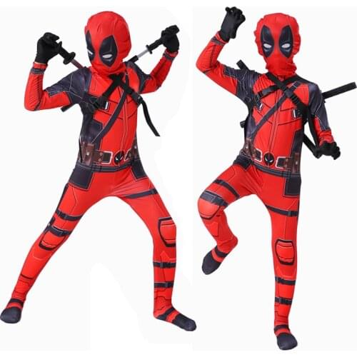 Kids Superhero Cosplay Deadpool Costumes Boys Party Bodysuit Halloween Jumpsuit For Children