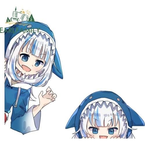 EARLFAMILY 13cm for Gura Hololive Car Stickers Graffiti Scratch-Proof Decals Funny Fashionable Cute Car Door Protector