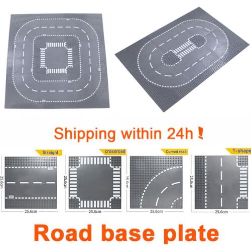 City Road Baseplate Straight Crossroad Street View Road Base plate Building Blocks Compatible all brands City Bricks Toys
