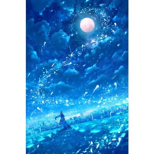 JMINE Div 5D Moon Girl Night Sky Cloud Galaxy Shiny Star Full Diamond Painting kits art Cartoon 3D paint by diamonds