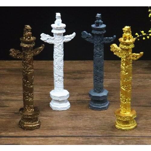 Chinese Home Decoration Accessories Resin Ornaments Tiananmen Square Cloud Dragon Pillar Sculpture Architectural Model Crafts