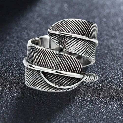 Stainless Steel Indian Eagle Feathers Mens Rings Unique Punk Hip Hop Cool For Male Boyfriend Jewelry Creativity Gift Wholesale