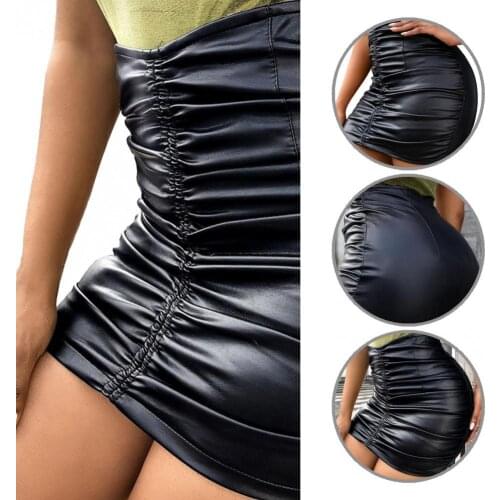 Short Skirt Slim High Waist Ruched Shirring Mini Short Skirt Sheath Skirt for Parties