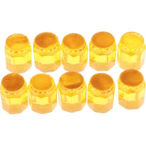10 Pieces 1/12 Dollhouse Miniature Canned Food Honey Jars Jam Jar Kitchen Decorations Groceries Accessories, Yellow / Red