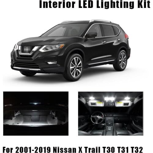 White Canbus LED Car Bulbs Interior Dome Map Reading Light Kit For Nissan X-Trail T30 T31 T32 2001-2019 License Plate Light