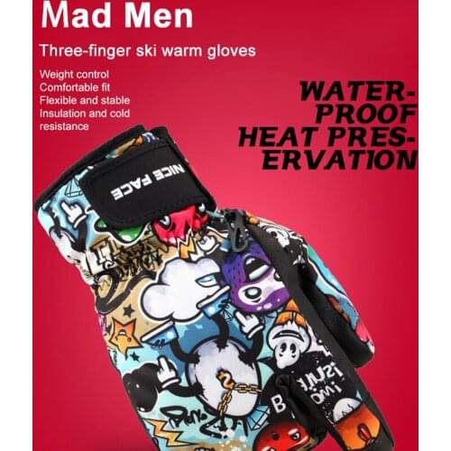 LEOSOXS Three Finger Ski Gloves Mens And Womens Waterproof Warm Wear-resistant Mountaineering Thickened Winter Gloves