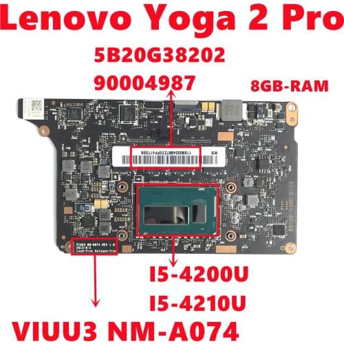 FRU 5B20G38202 For Lenovo Yoga 2 Pro Laptop Motherboard VIUU3 NM-A074 Mainboard With SR1EF I5-4210U 8G-RAM 100% Tested Working