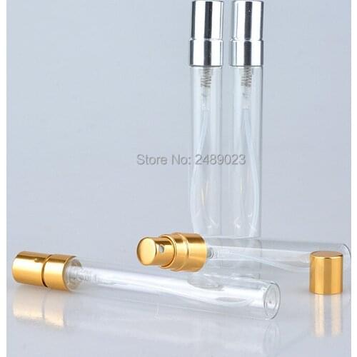 Mini 10ML Transparent glass Travel Spray Bottle For Perfume Portable Empty Cosmetic Containers With Aluminium Pump 20pcs/lot