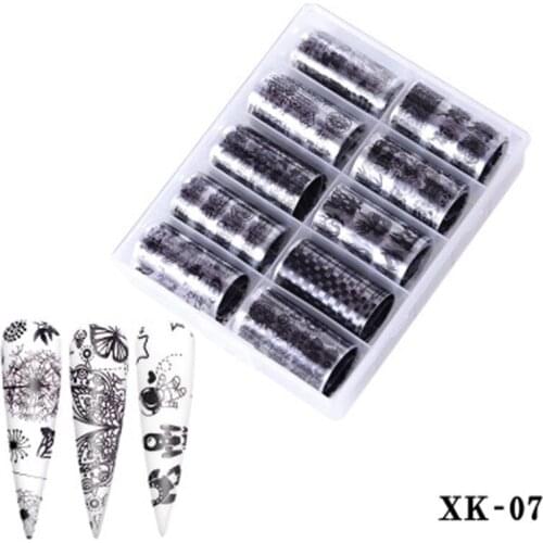2020 new 1 Box Foils Nail Set Transfer Sticker Kit Flower Adehesive Paper Wraps Nail Art DIY Tips Slider Papers Decoration