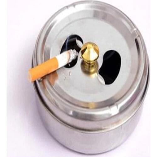 New Creative Home New Practical Smoking Accessories Stainless Steel Ashtray Lid Rotation Fully Enclosed Home Gadgets