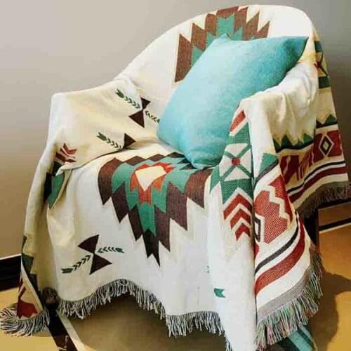Pure cotton linen Retro nostalgia carpet thin blanket tie-dye Indian style blanket bed cover living room bedroom Felts tapestry