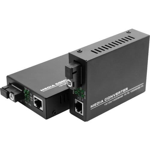 One pair Self-Adaptive 10/100/1000M Fast Ethernet Fiber Optical Media Converter Single mode 20KM SC connector