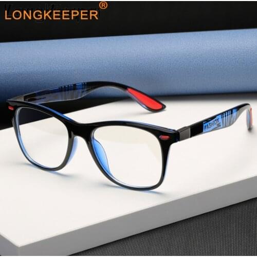 Longkeeper Retro Anti Blue Ray Computer Glasses Women Square Eye Glass Men Blue Light Blocking Fashion Eyewear Optical Frames