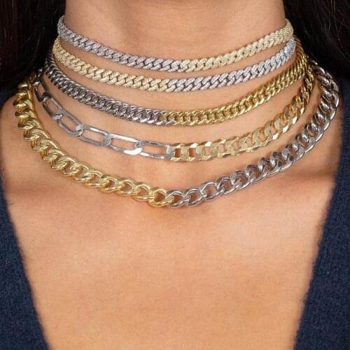 2021 High Quality Neck Heavy 8mm Two Tone Chain Jewelry for Women Men Choker Necklace Male Hip Hop Cuban Chain Necklace Collares