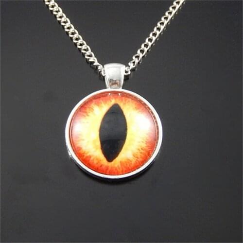 Jewelry Necklace Long Chain Latest Private Design Dragon Eyes Pendant 25mm Gem Bezel Covered Lady Handmade Natural Necklace