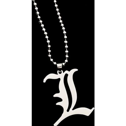 Comic Death Note L Pendant Necklace Cool Stainless Steel Alloy Old English L Letter Accessories Cosplay Jewelry Gift for Fans