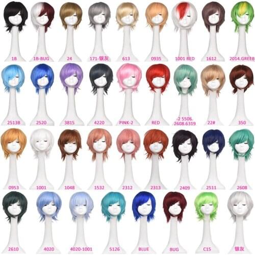 Aigemei Short Synthetic Cosplay Wigs with Bangs For Party High Temperature Heat Resistant Synthetic Machine Wigs 6 inches 145g