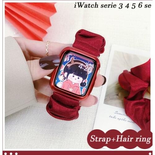 Scrunchie Elastic Strap for Apple Watch Band Series 6 SE 5 4 3 2 1 38mm 40mm 42mm 44mm on Iwatch Ladies Hair Watchband Bracelets