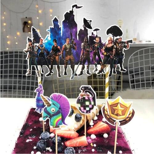 Fortnite Game Toy Party Accessories Cake Card Kids Game Theme Birthday Baking Cake Plugin Party Decoration Children Toys Gift