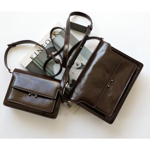 Genuine Leather Women Chain Messenger Bag Cow Leather Fashion Handbag Vintage Shoulder Bag Famous Brand Satchels Tote Purse