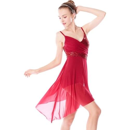 Women dress ballerina ballet dress lyrical dress dance costumes sequin mesh comtemporary dance dress girls stage dancewear