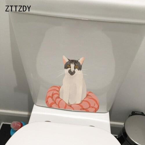 ZTTZDY 22.9*22.5CM Animal Cat Toilet Sticker Kids Room Home Decor Wall Decal T3-0224