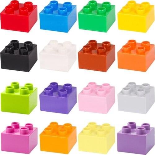 10pcs 2×2 Thick Brick/4 Holes Basic Module For City Building Block Large Big Size Accessories Scene Assembly Kids DIY Toys