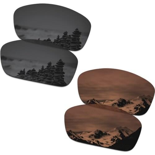 SmartVLT 2 Pairs Polarized Sunglasses Replacement Lenses for Oakley Canteen 2014 Stealth Black and Amber Brown