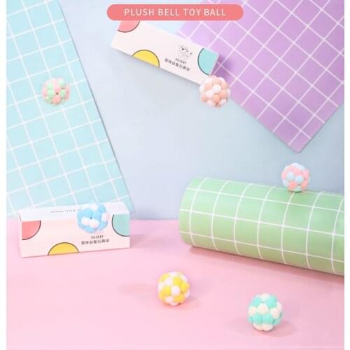 3pc Pet Cat Toy Colorful Fidget Bouncy Ball Toys Plush Bell Balls Mouse Cat Accessories Toys Interactive Pet Supplies 고양이