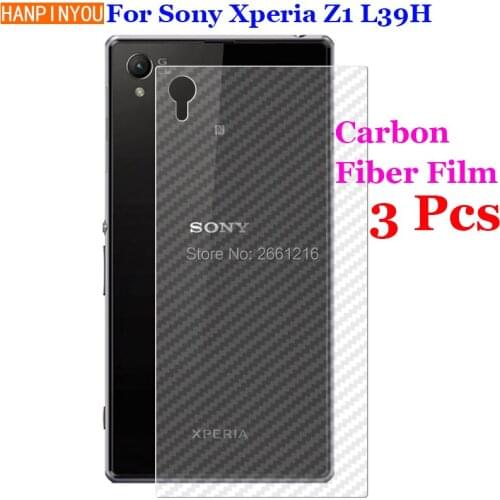 3 Pcs/Lot For Sony Xperia Z1 L39h 5.0" 3D Non-slip Clear Carbon Fiber Back Film Screen Protector Protective Sticker