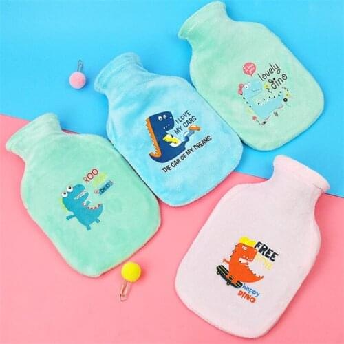350ml Winter Warm Heat Reusable Hand Warmer Cute Dinosaur PVC Stress Pain Relief Therapy Hot Water Bottle Bag Soft Cozy Cover