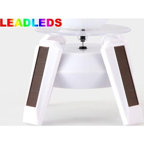 4 pieces white Battery and Solar display stand Double powered Solar turntable display