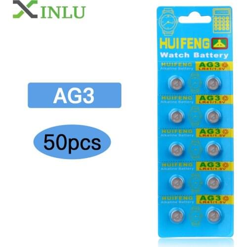 50PCS AG3 Battery 3v lithium Batteries G3 392A L736 LR41 392 384 SR41SW CX41 192 button cell Coin Battery for watch toy key car