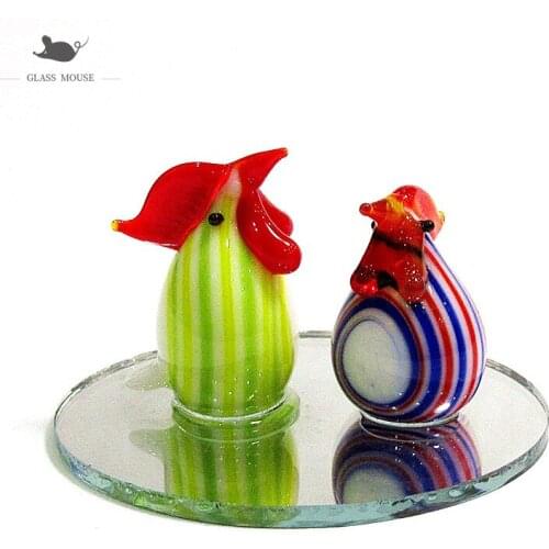 Decorative Figurines Miniature murano glass chicken ornament japan Style Home garden decor lovely handmade glass Animals statues
