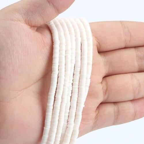 15Inch About 320pcs 4mm/6mm Off-White Flat Round Polymer Clay Beads Chip Disk Loose Spacer Handmade Beads For DIY Jewelry Making
