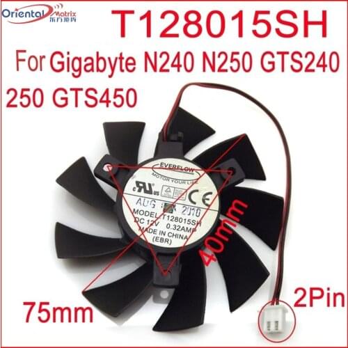 Free Shipping T128015SH 12V 0.32A 75mm 40x40x40mm For Gigabyte N240 N250 GTS240 250 GTS450 Graphics Card Cooling Fan