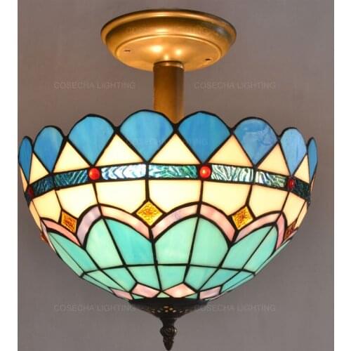 Bohemia glass semi flush ceiling lights gold iron colorful ceiling lamp in corridor hallway baby kids room bedroom kitchen light