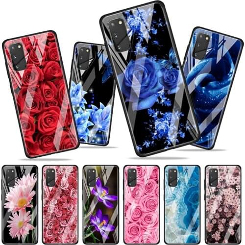 Large swath of pink flowers for Samsung Galaxy S20 FE Ultra Note 20 S10 Lite S9 S8 Plus Luxury Tempered Glass Phone Case Cover