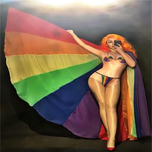 K400 Colorful belly dance cloak singer performance wears outfit female jumpsuit dj bodysuit catwalk stage pole dance costumes ds