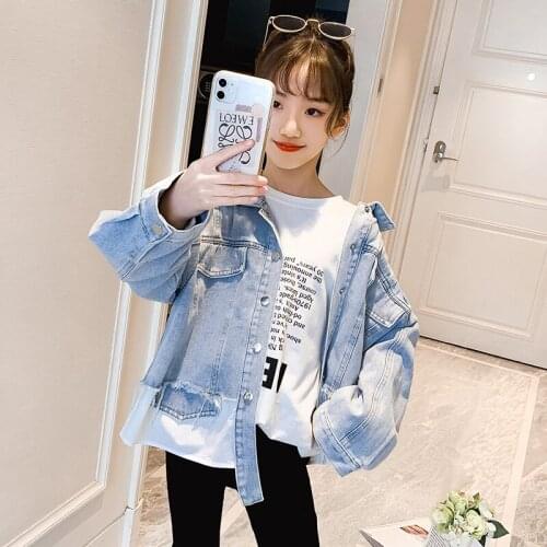 Childrens Clothing Girls Spring Autumn Designer Denim Jacket 2021 Korean High-quality Kids Tops 10 12 Year Little Girls Blouse