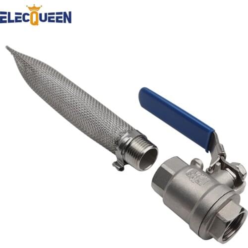 1/2"NPT Stainless Steel Brewing Filters 304 Stainless Steel Ball Valve & 6"L Bazooka Screen Kettle,Homebrew Accessories
