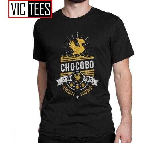 Final Fantasy T Shirt for Men Pure Cotton Cool T-Shirts FF7 Video Game Strife Shinra Chocobo Tees Short Sleeve Sweatshirt Europe